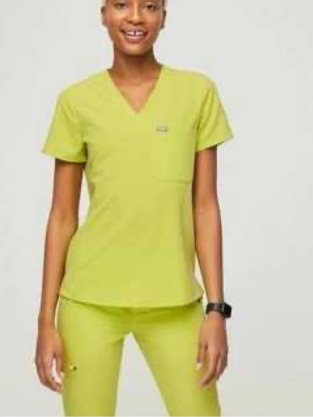 FIGS Neo Bright Yellow Scrub Top & Pants Set size S